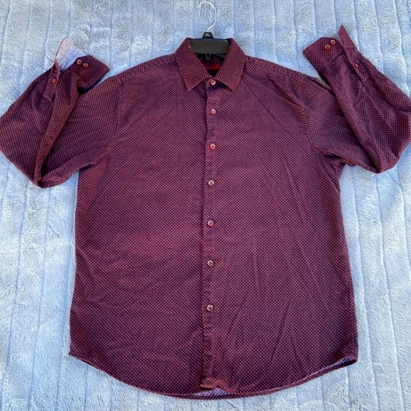 Tasso Elba Diamond pattern Button down maroon medium - Picture 1 of 10